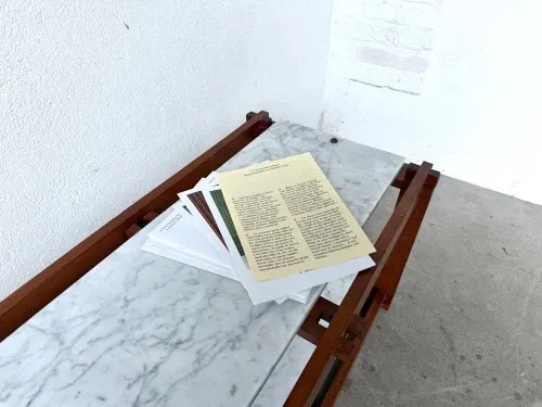 Italian modernist shelf in teak and Carrara marble, 1950s