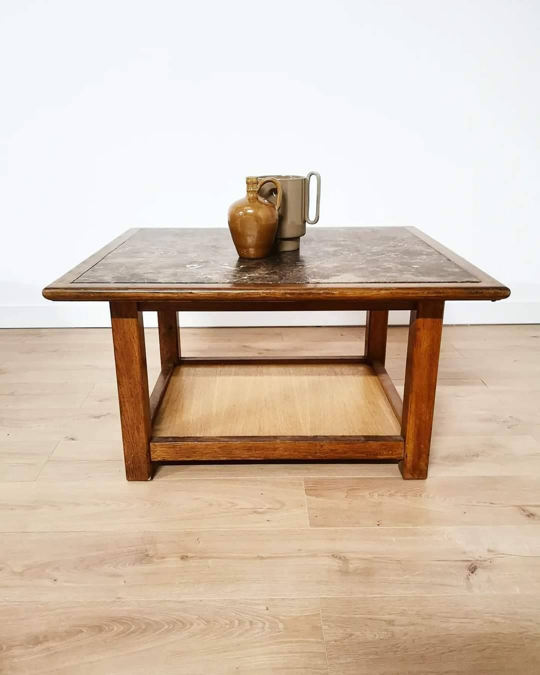 Wooden coffee table and marble top