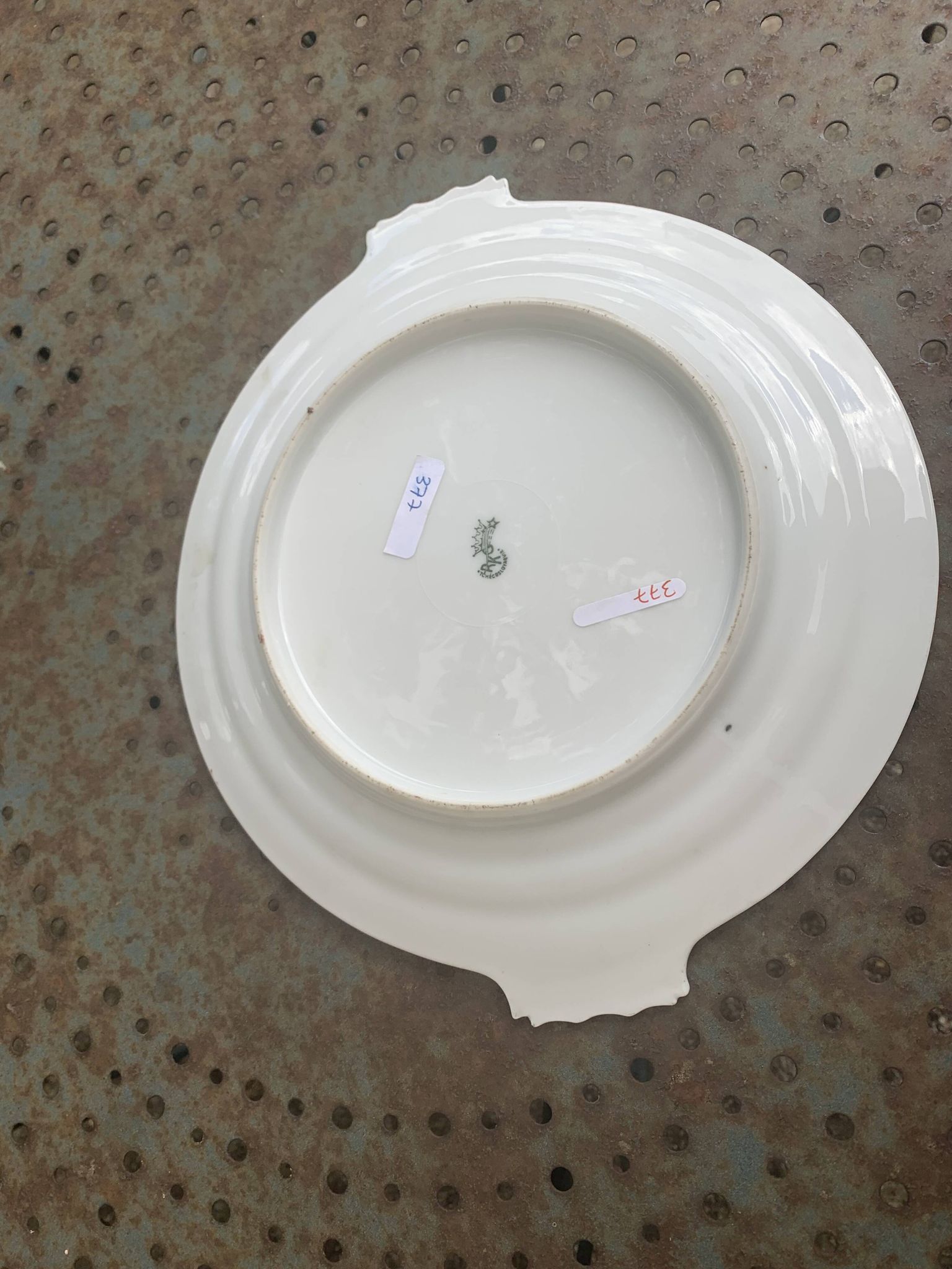 Vintage porcelain cake plate, stamped Czechoslovakia RK