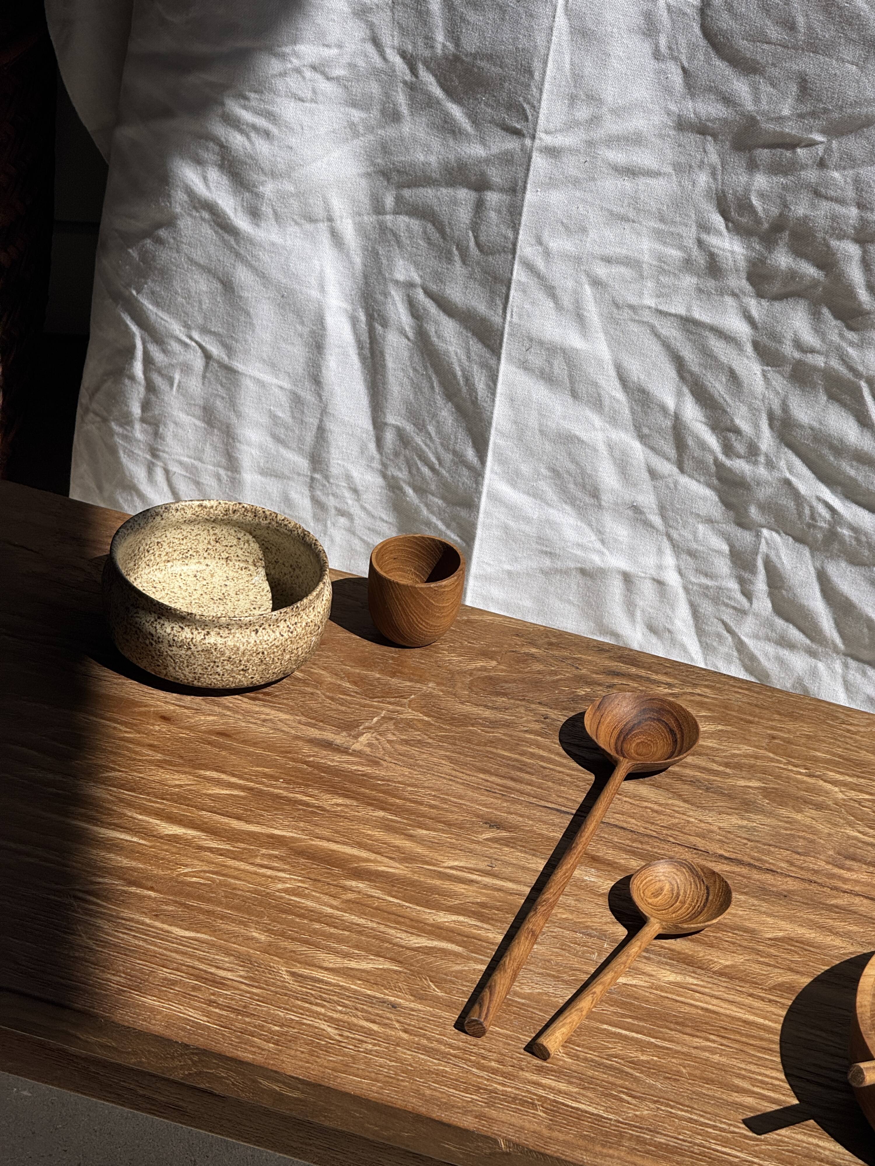Mini cup, saucer or egg cup in teak H5 D5