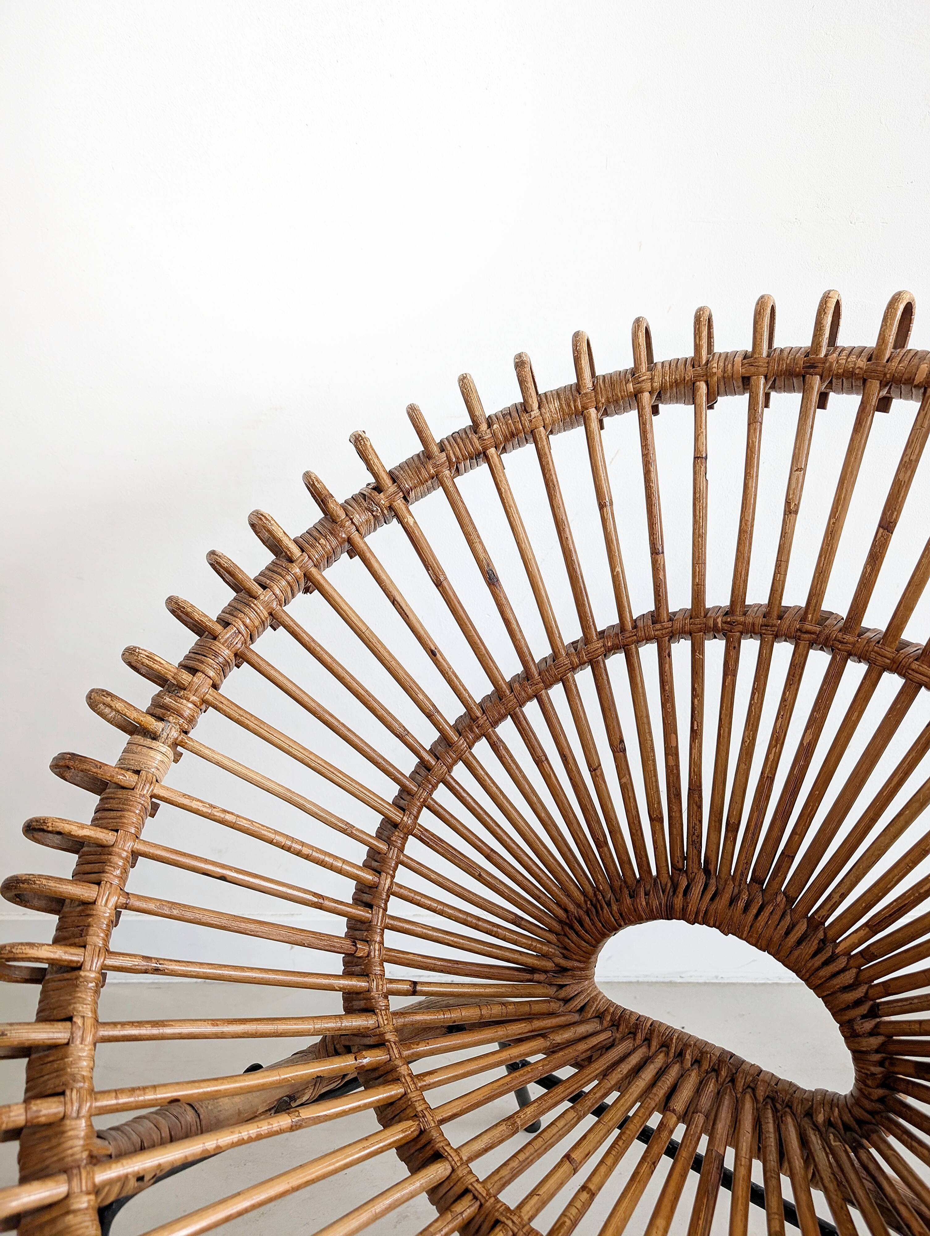 French Rattan Lounge Chair 1960s