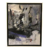 Oil on canvas abstract contemporary work entitled "composition" signed duminil (frank)