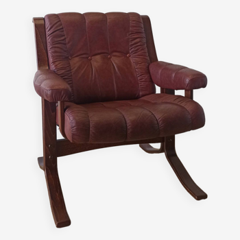 Scandinavian Mid-Century Modern Leather Easy Chair by Ekornes 1970s.