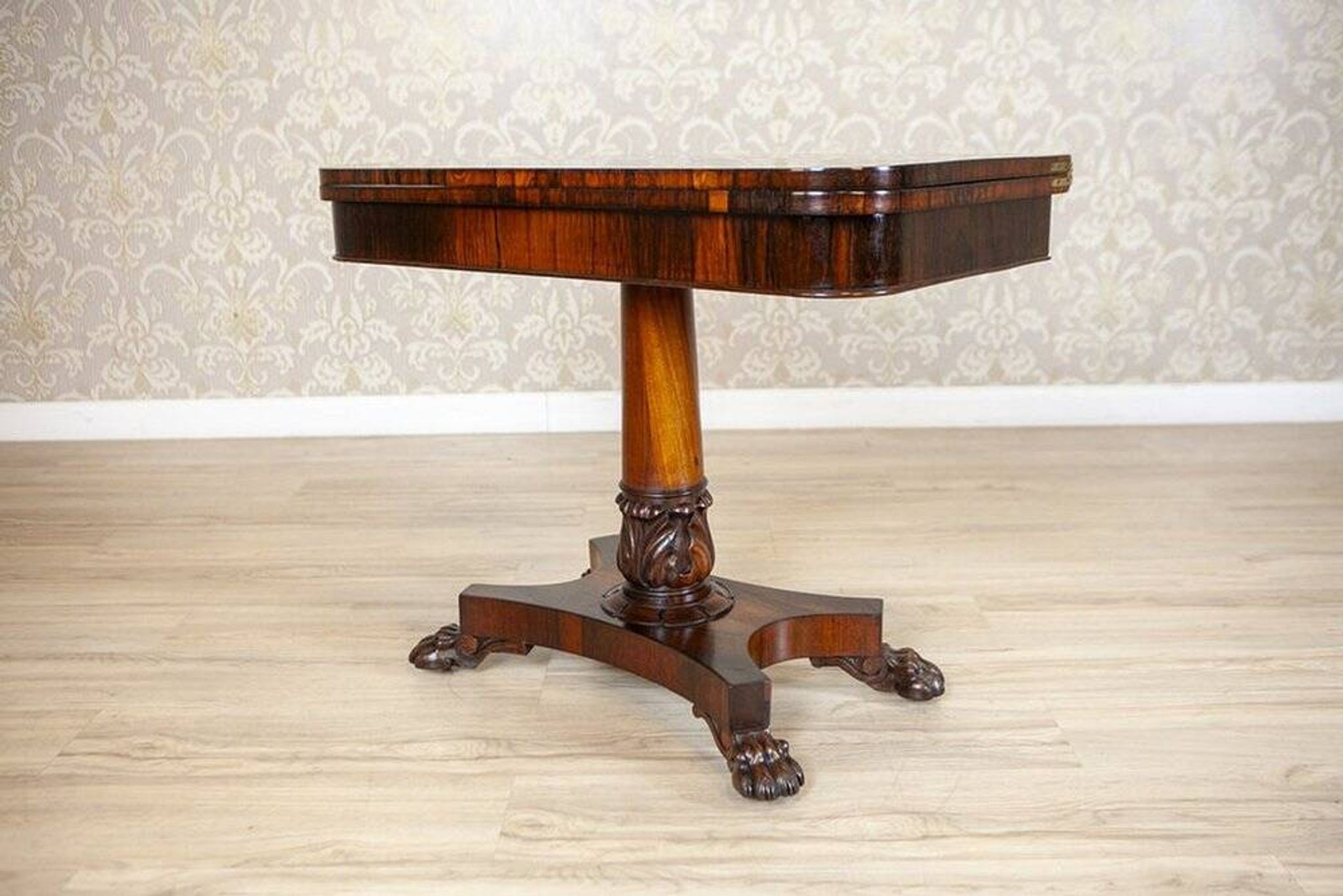 Table de cartes en palissandre pliable, années 1920