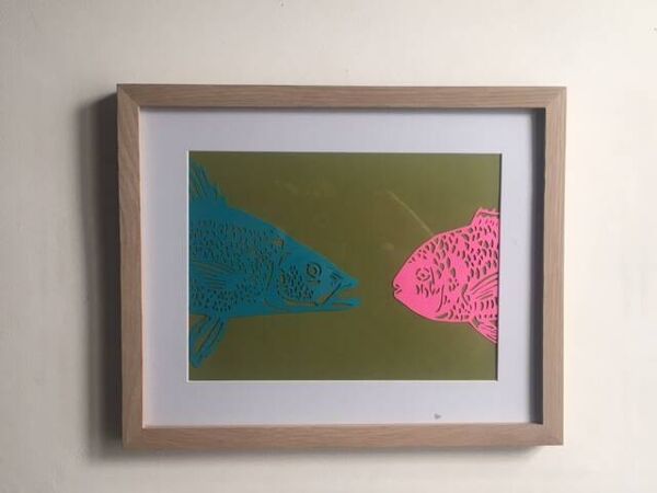 Œuvre papier de couleur tête à tête