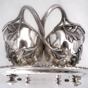 Idiot, double sauce boat + liners, Minerva silver, excellent condition, 19th century, 1.798 kg