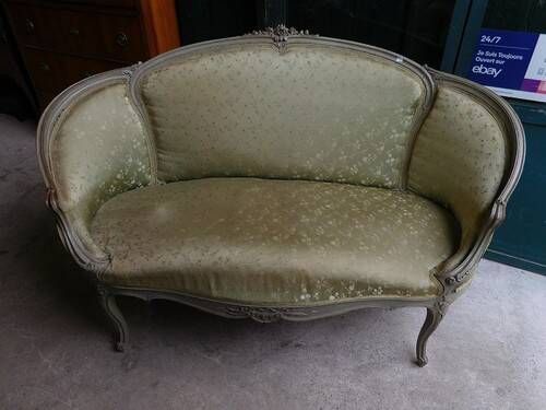 LOUIS XV 2-SEATER SOFA GREEN GREY