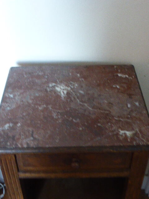 Nightstand wood and pink marble, art deco