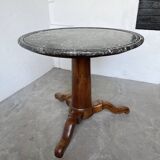 Empire walnut and marble pedestal table, late 19th century