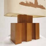 Solid elm lamp from Maison Regain, 1970