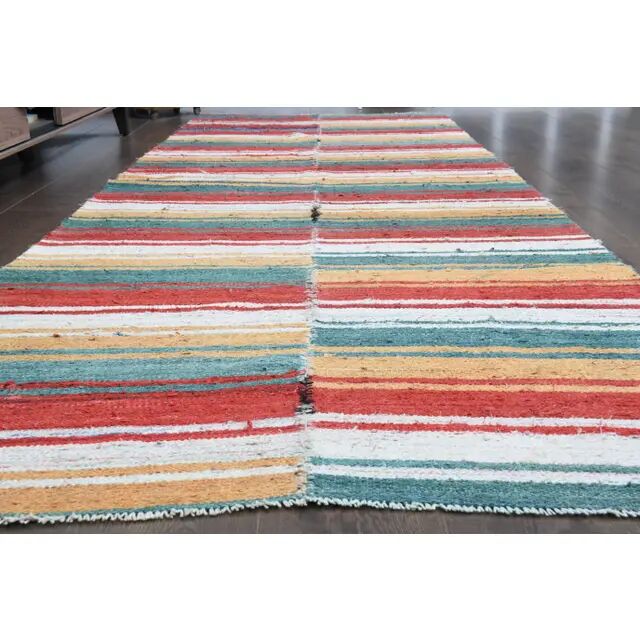 Vintage Turkish Oushak Handmade Wool Cotton Red Runner Rug 123x356