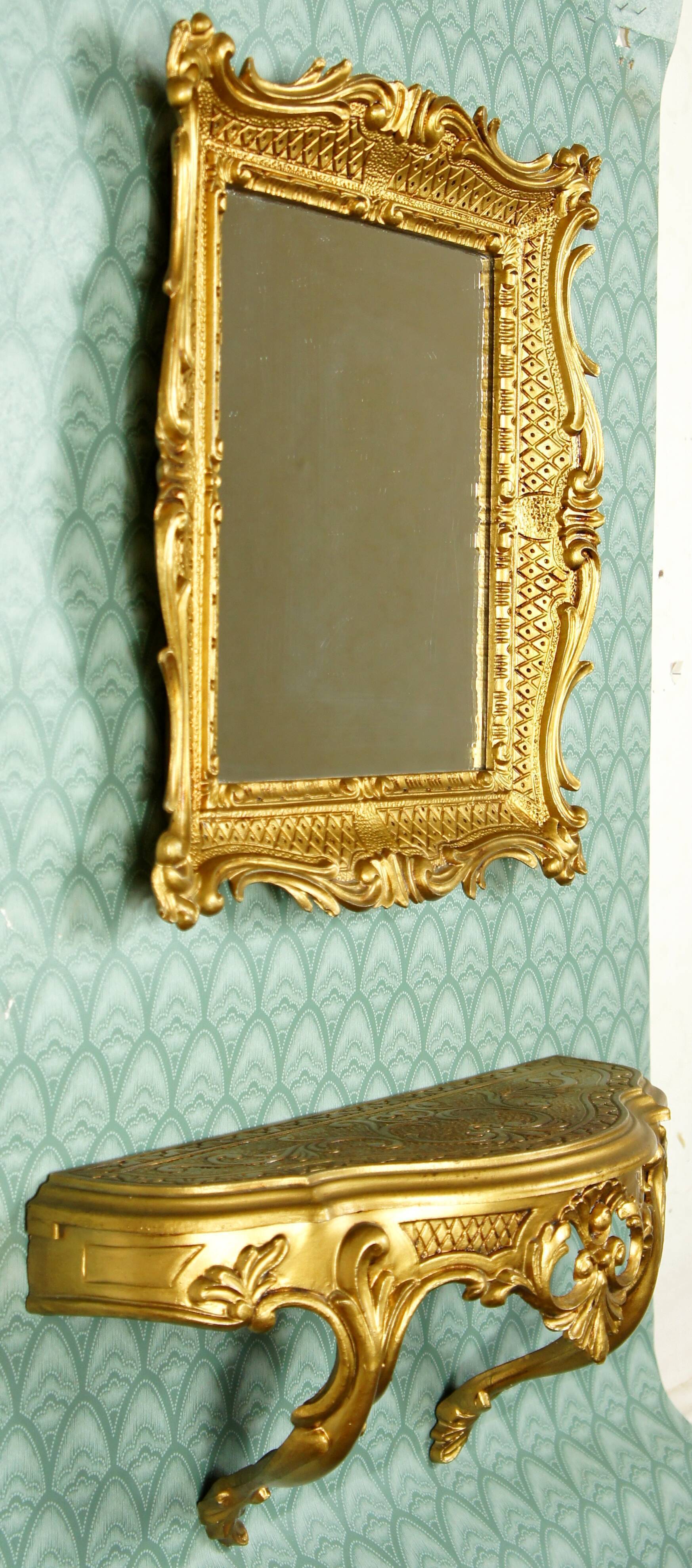 Entrance console & mirror sound, gilded around 1970
