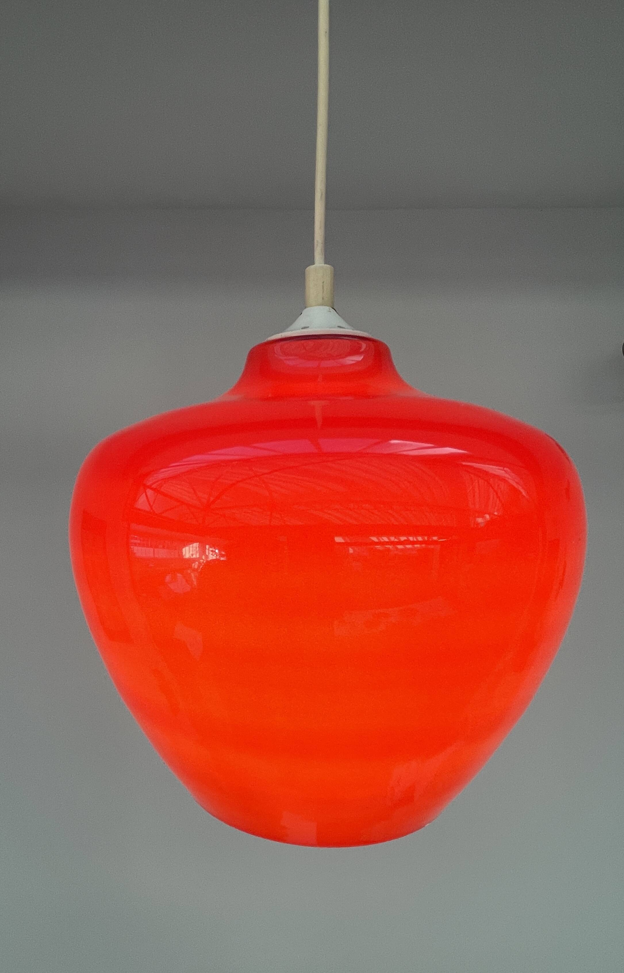 Suspension in Opaline Red - Vintage - Scandinavian - 1960s-70s