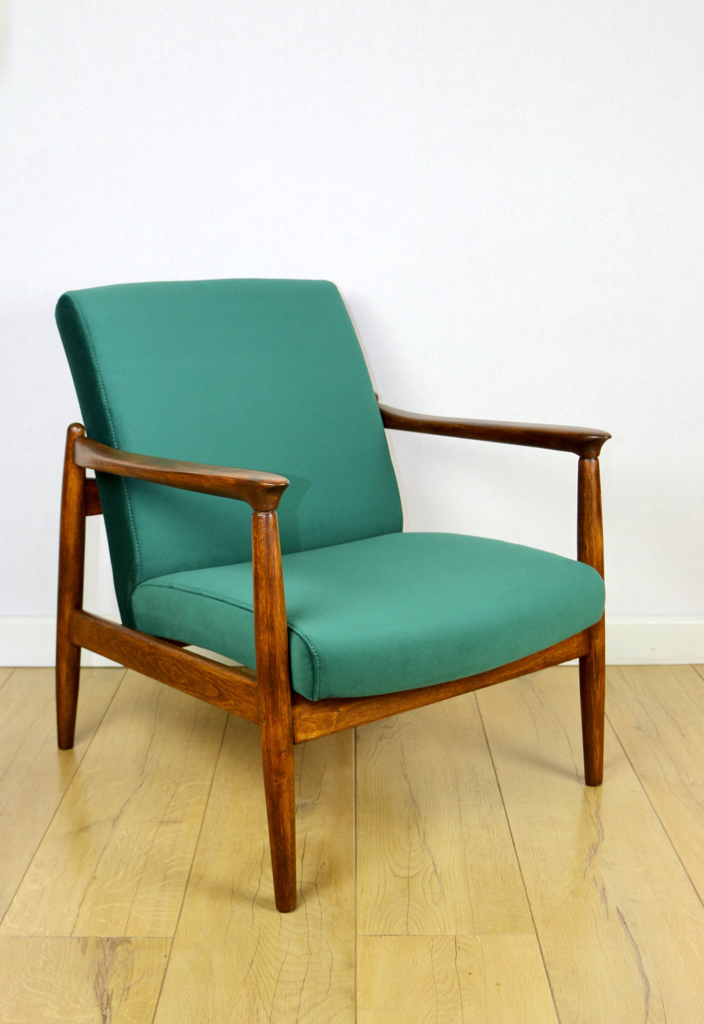 GFM-64 armchair, design by Edmund Homa from the 70s, green velvet - Jade 500 - 2 pieces available