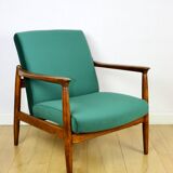 Fauteuil GFM-64, design Edmund Homa des années 70, velours vert - Jade 500 - 2 pièces disponibles