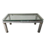 Vintage coffee table in brass and chrome metal from the 70s