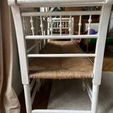 Vintage wooden and rattan bench