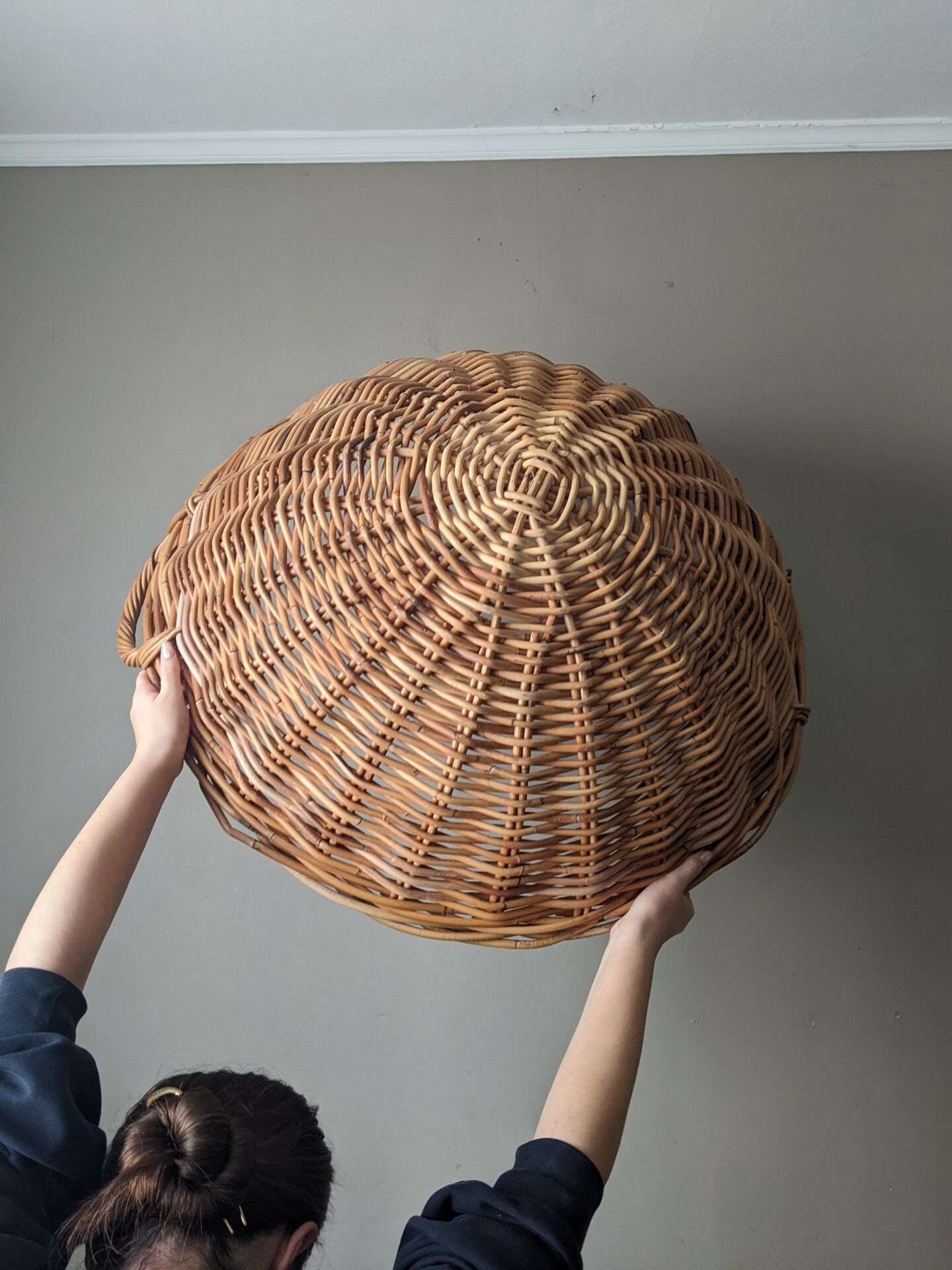 Vintage handmade wicker storage basket