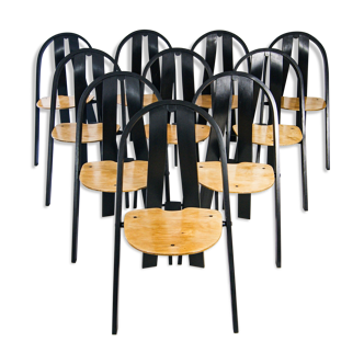 Set of 10 Danish Stacking Chairs in Beech