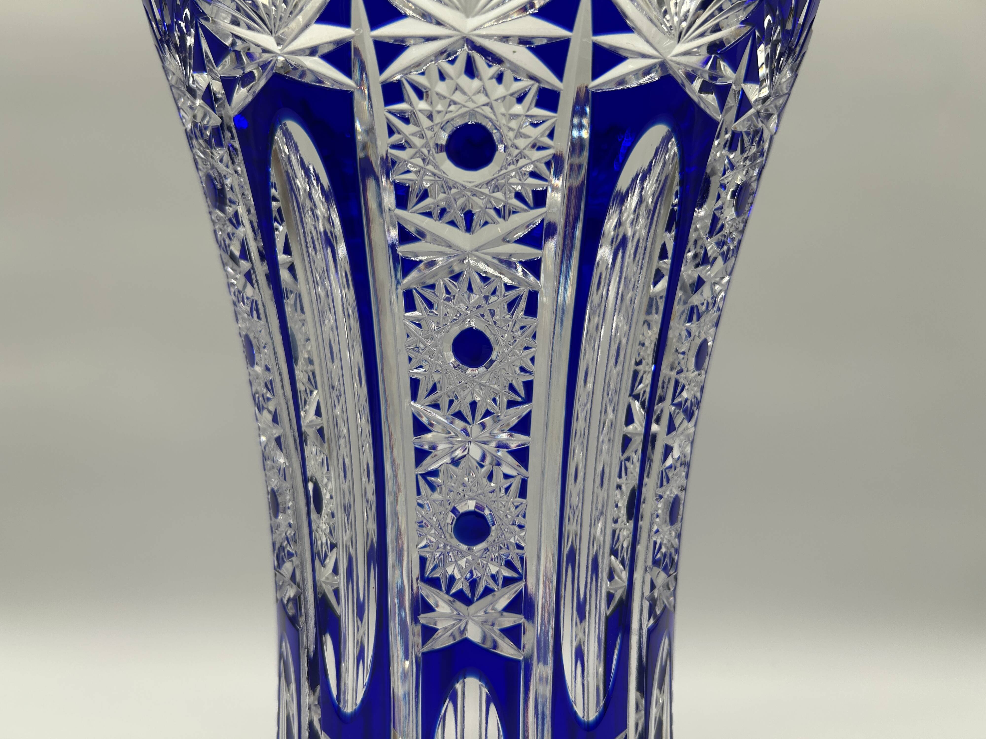 Superb richly cut Bohemian crystal vase