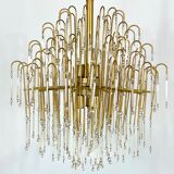Mid-century, Italian brass and glass chandelier from 70s
