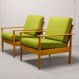 Pair of Beech Wood Ladder Lounge Chairs after Grete Jalk for France and Son