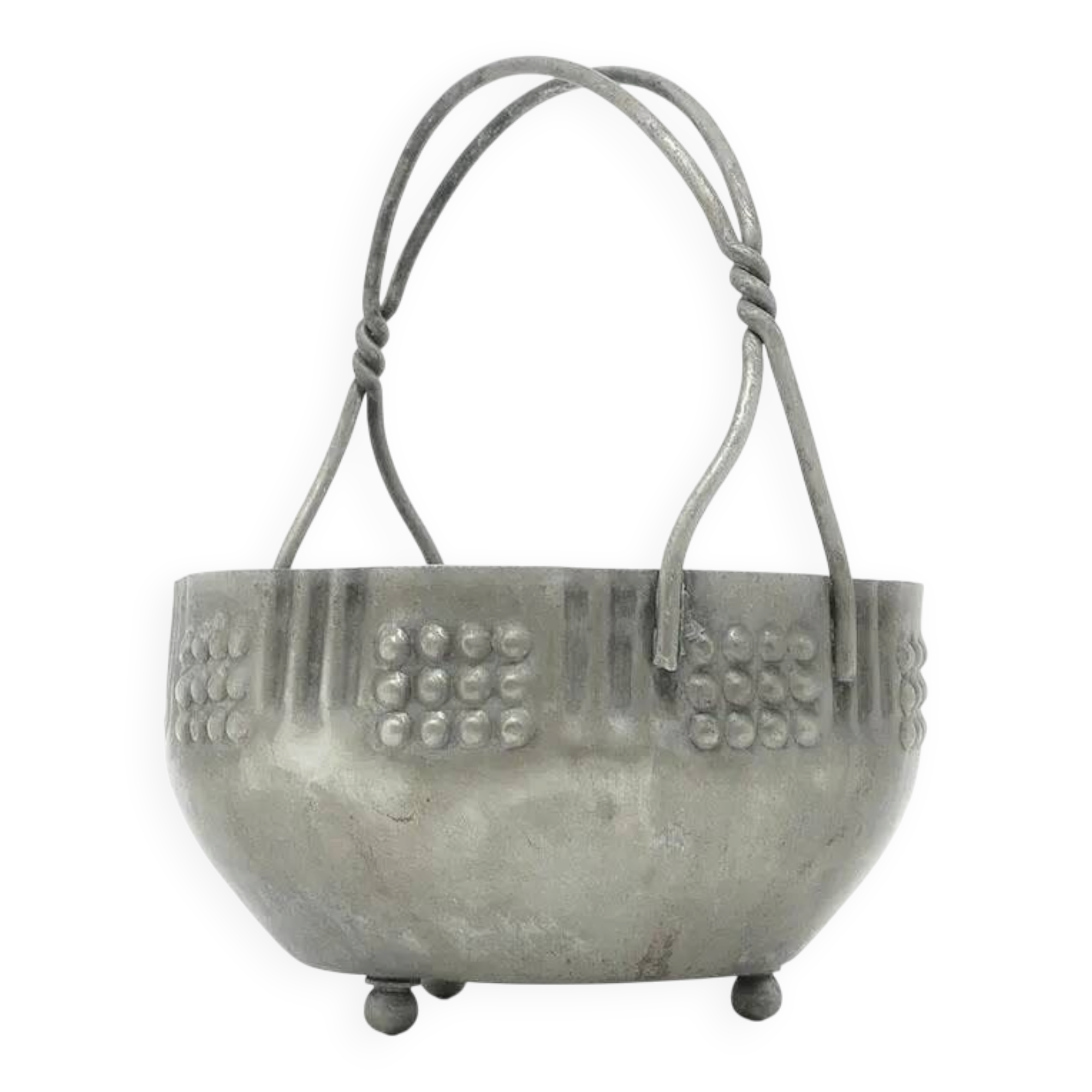 Art Deco sugar bowl, silver-plated brass, Poland, 1920s
