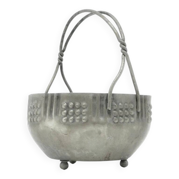 Art Deco sugar bowl, silver-plated brass, Poland, 1920s