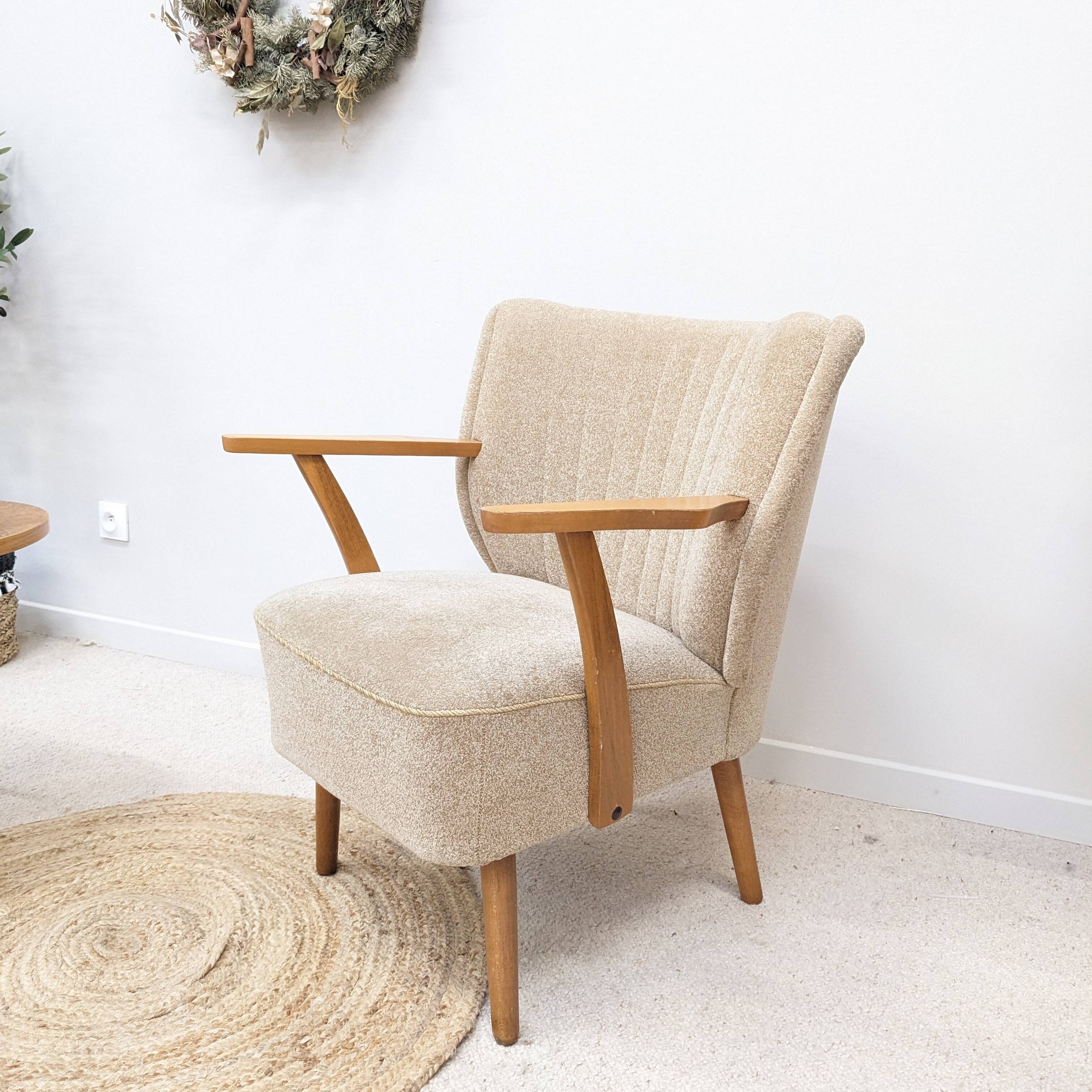 Beige cocktail armchair