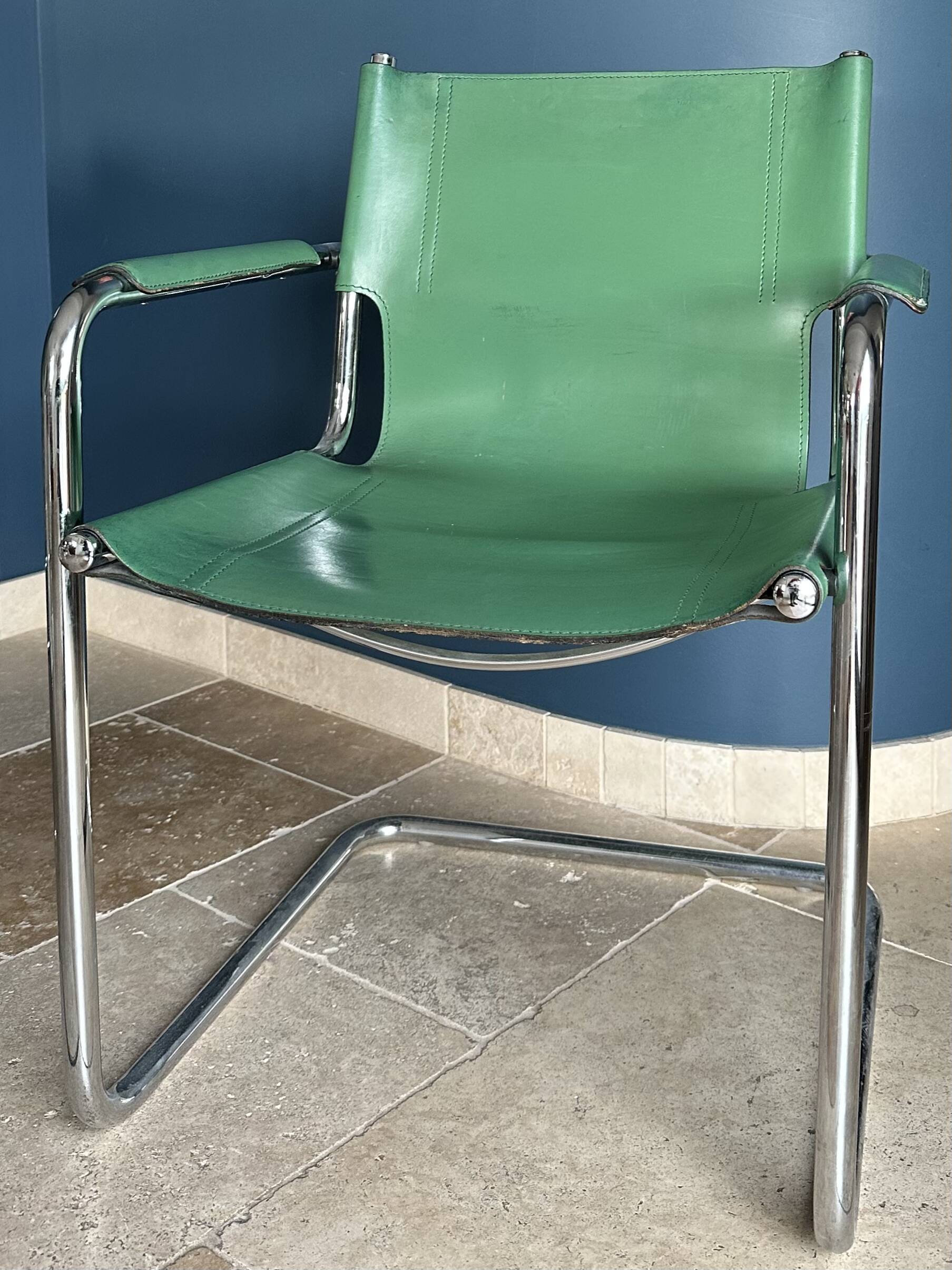 set of 6 chairs & 2 armchairs by Mart Stam for Matteo Grassi - green leather
