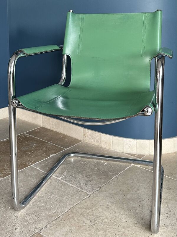 lot de 6 chaises & 2 fauteuils par Mart Stam pour Matteo Grassi - cuir vert
