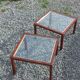 Pair of 1970s side tables in lacquered brass and glass