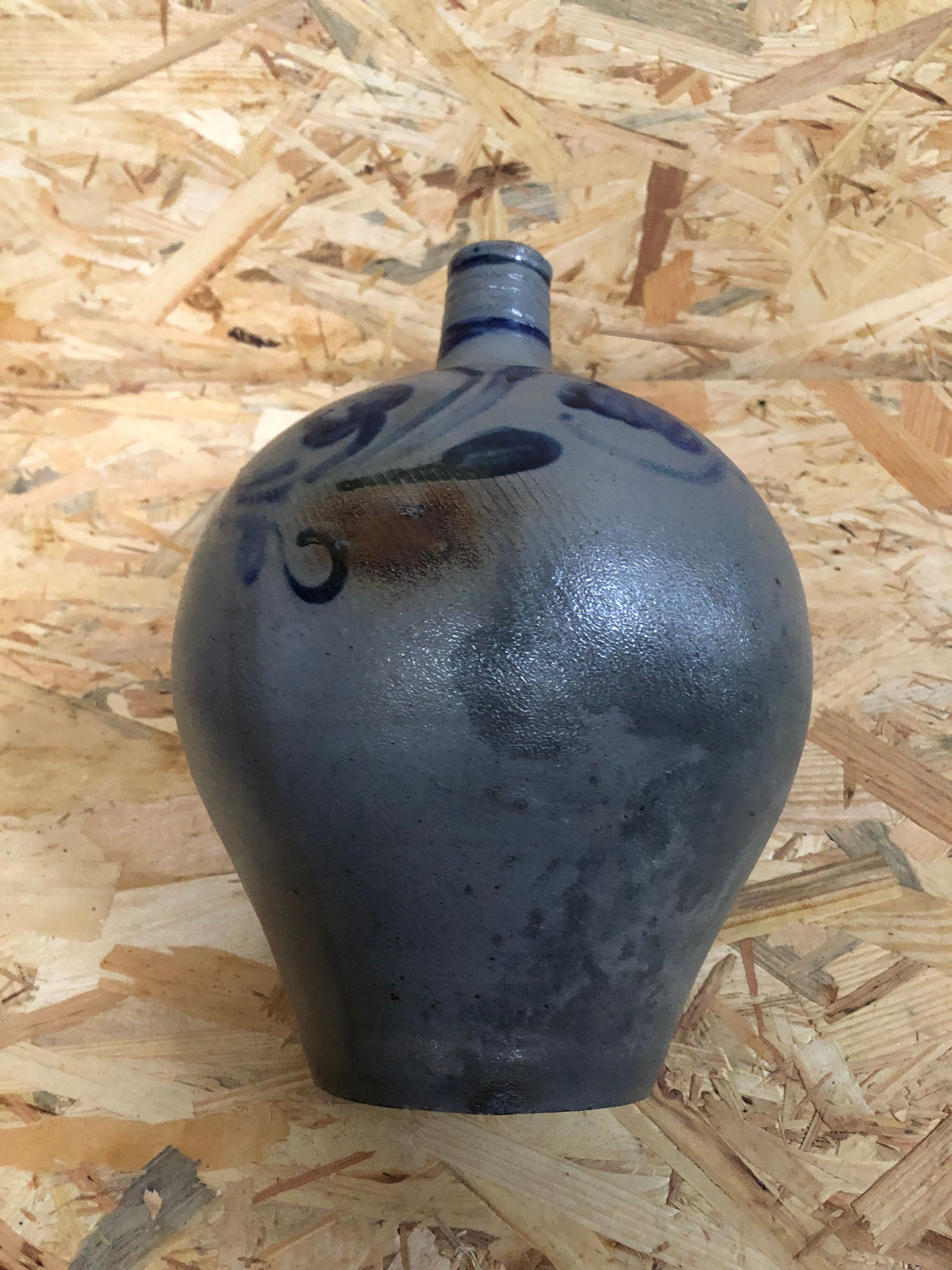 Old jar oilstone sandstone blue alsace decoration xixth vintage