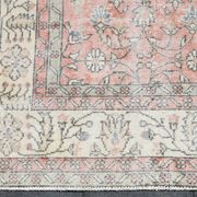 Soft Pink Oversize Vintage Turkish Floral Carpet Rug, 219x313 Cm