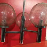 Vintage chandelier glass ball Biot chrome metal "etag"