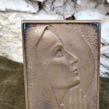 Bronze plaque of the Virgin Mary by Max Le Verrier