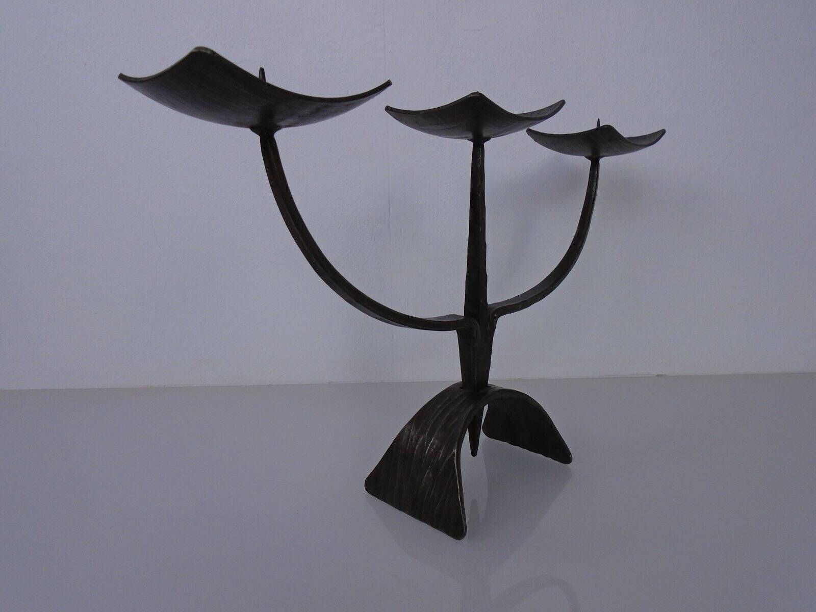 German Brutalist Iron Candleholder, 1960s