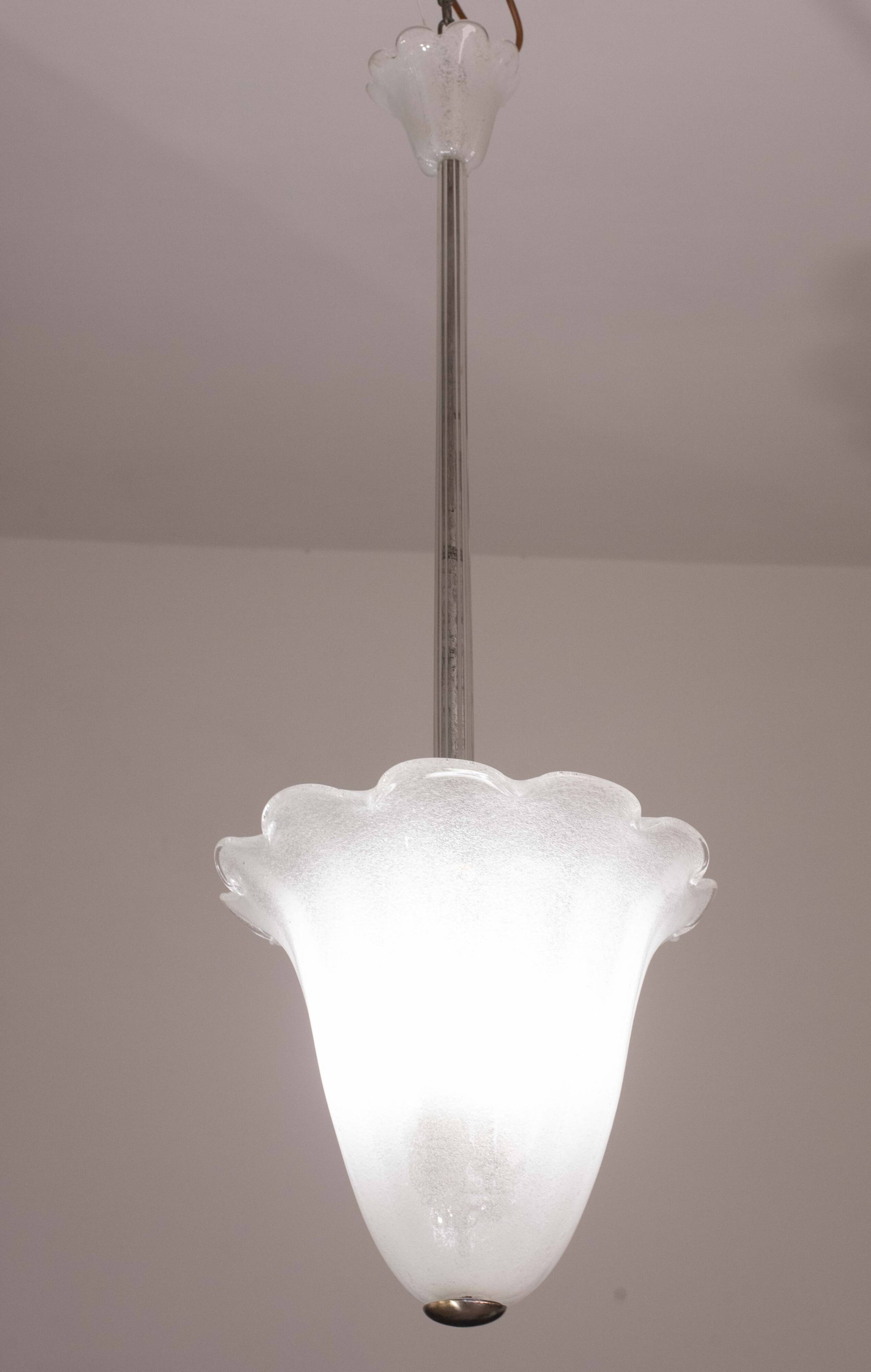 Mid-Century Murano Pulegoso Glass Lantern by Seguso, 1950s