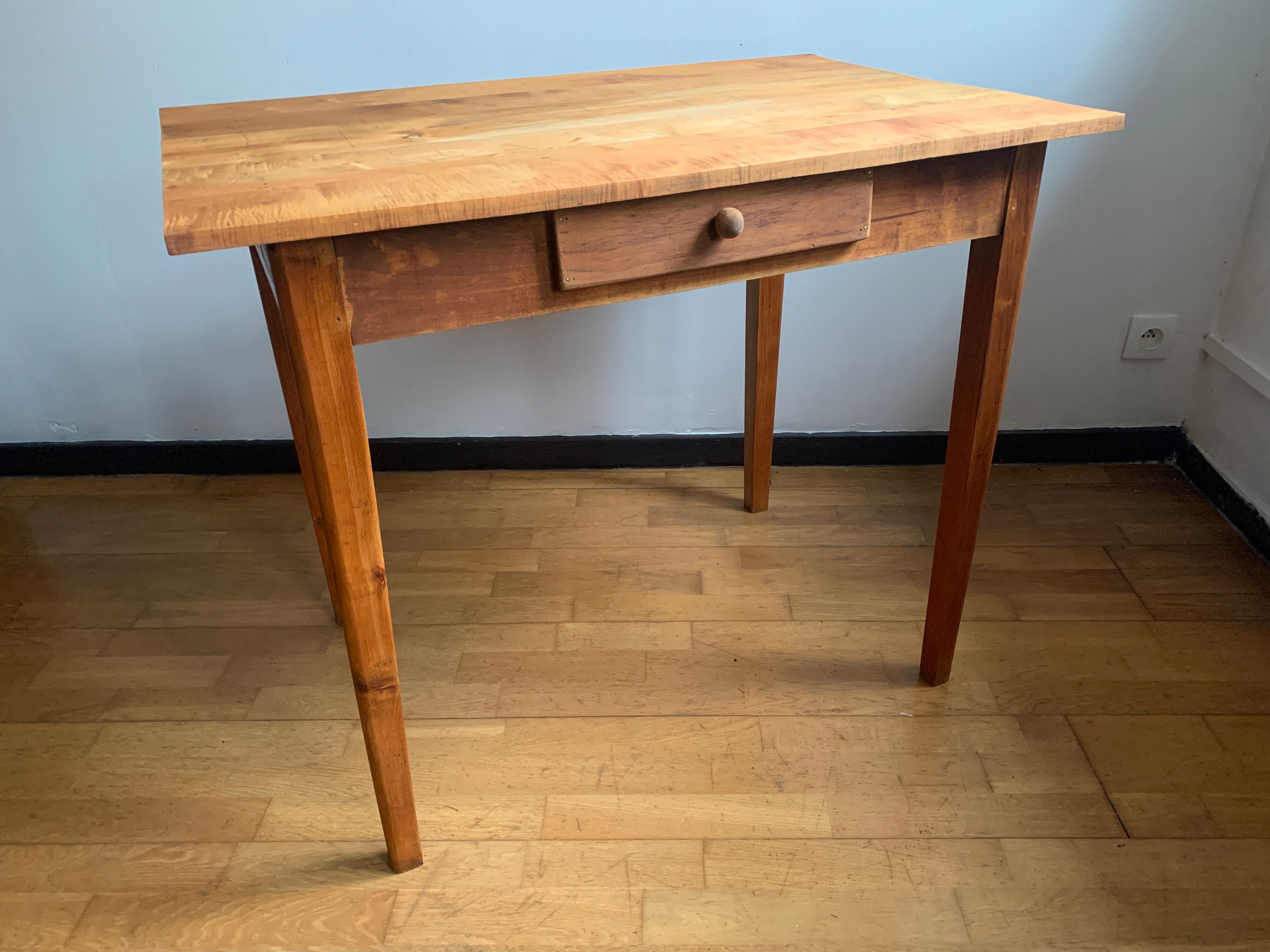 Wooden farmhouse table