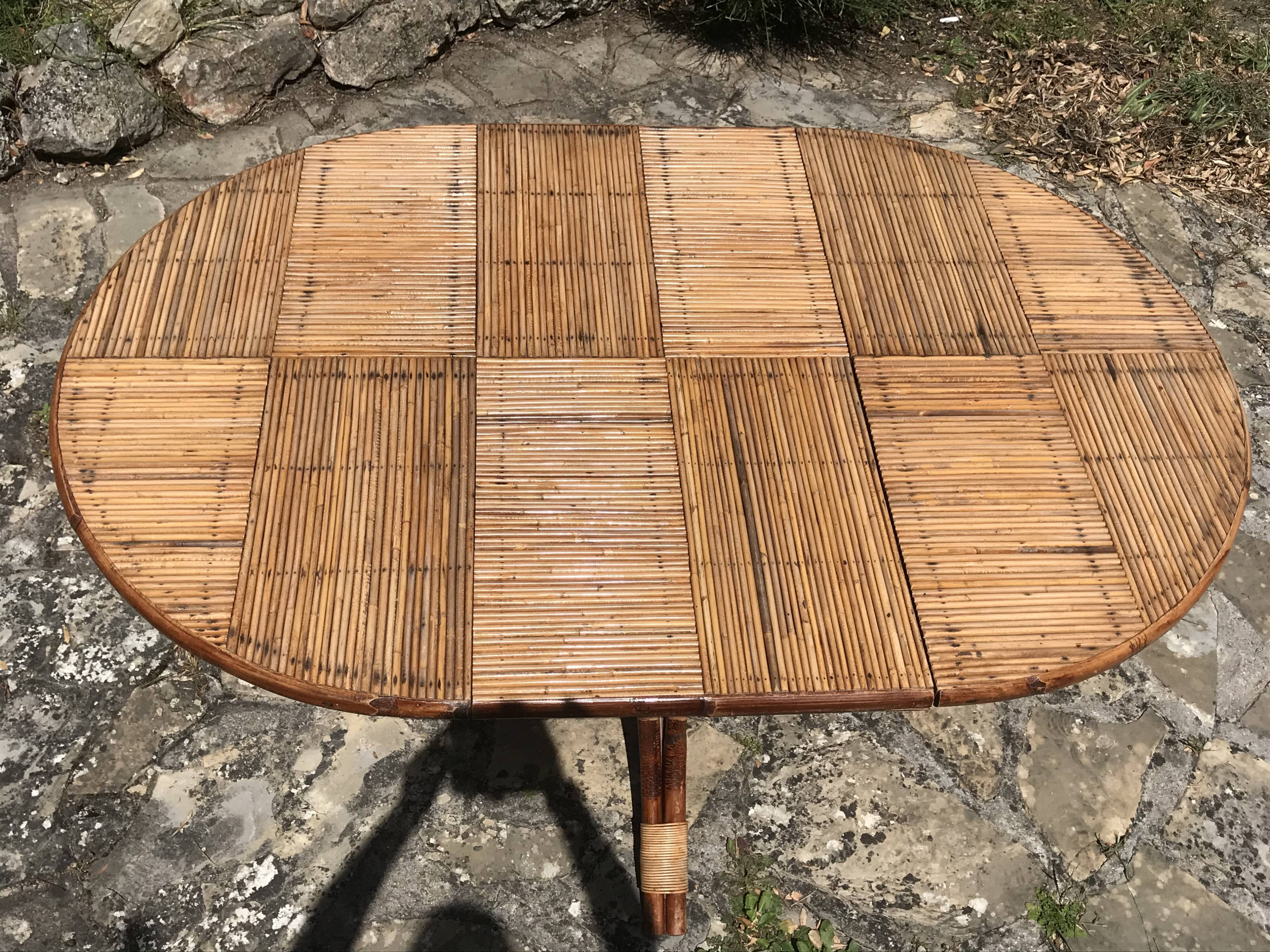 Extension rattan table circa 1960