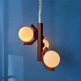 Brown mid-century Bony pendant lamp with opaline glass shades