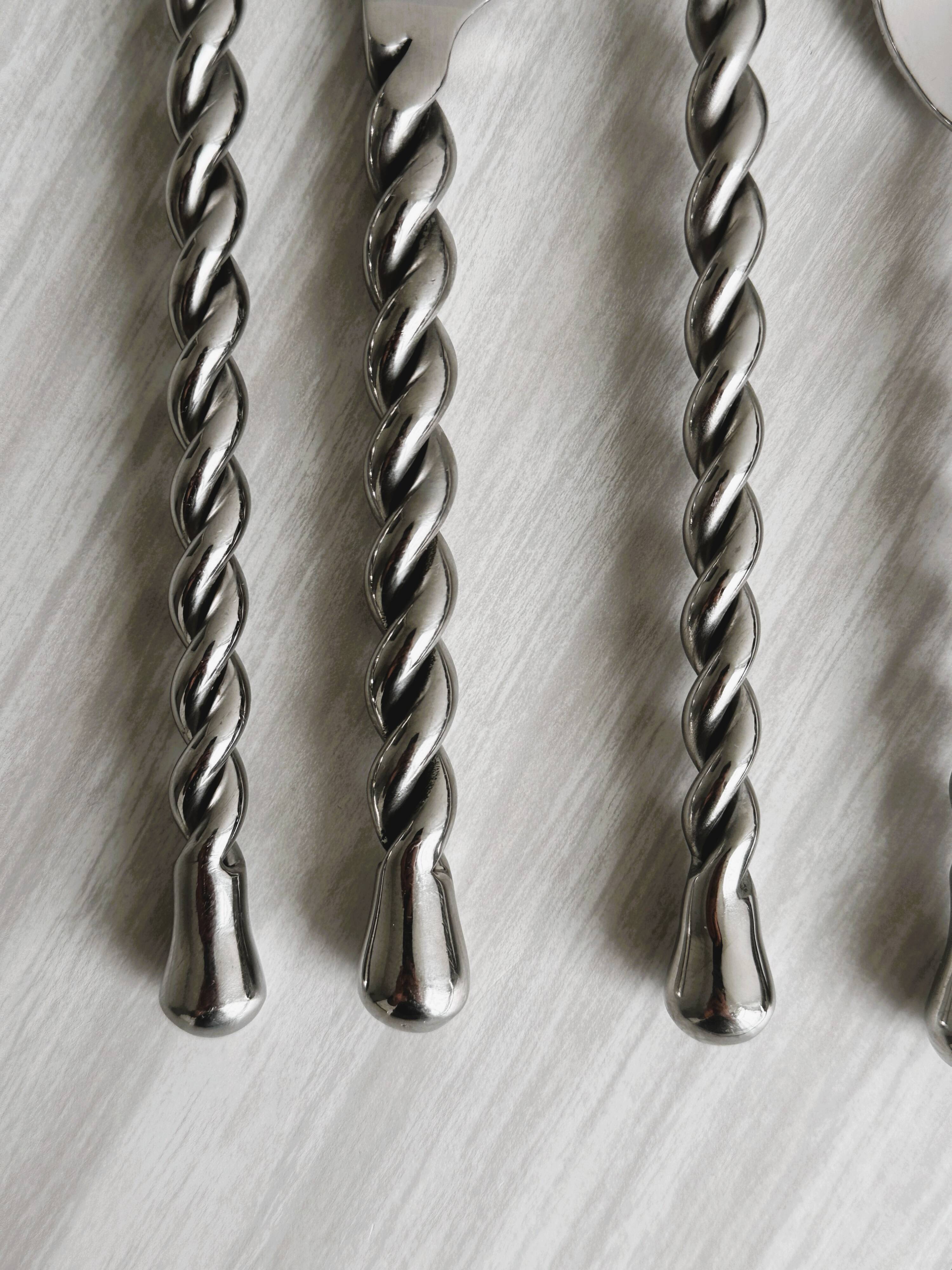 Set of 20 vintage twisted metal cutlery