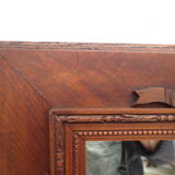 Old rectangular mirror frame wood décor cocarde