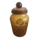 Handmade jar in blown bubbled glass Biot amber
