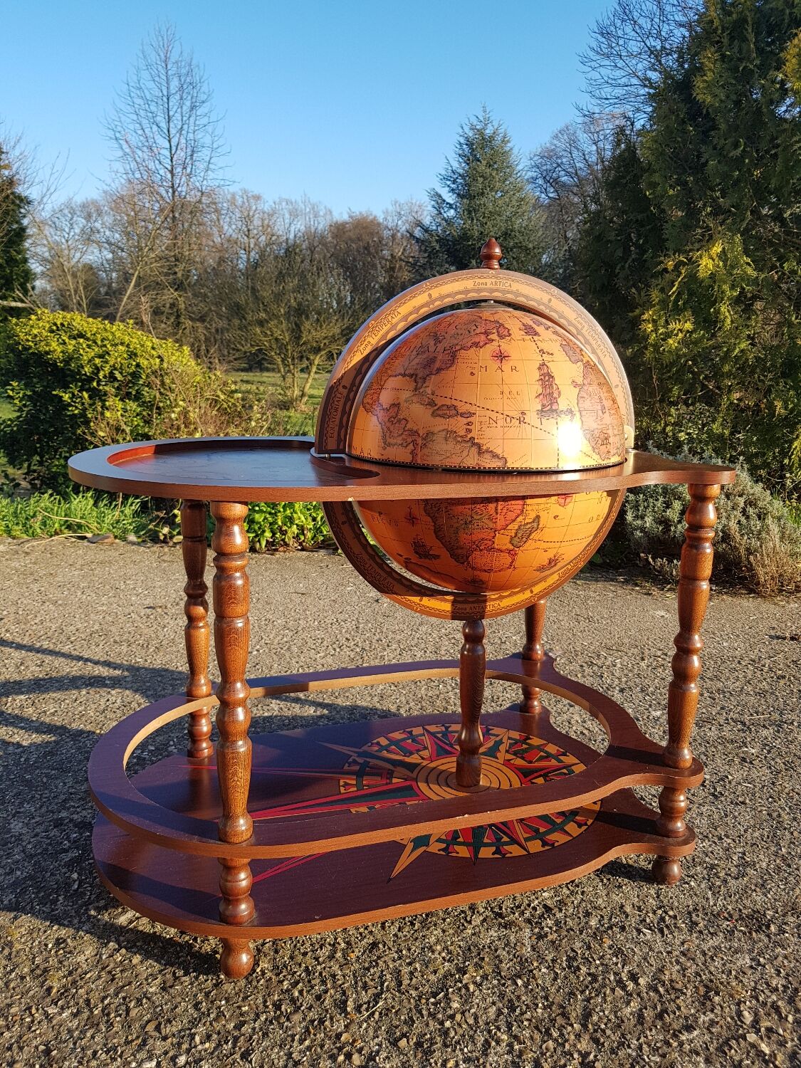 Coffee table bar world map