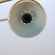 Floor lamp arc 3 globes, Space age in brass and marble by Goffredo Reggiani 1960