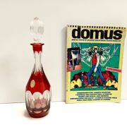Bohemian Transparent and Red Crystal Decanter Bottle by Dresden Crystal, Germany