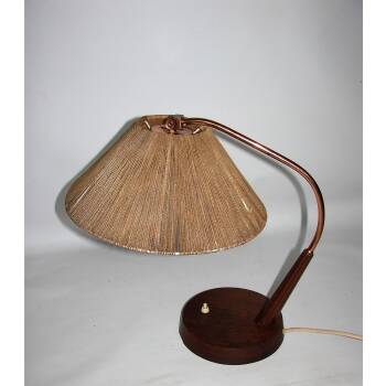 Temde table lamp, Switzerland, 1960s | Textile, brass and cord lampshade |