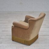 1960s, Danish lounge chair, green furniture velour, original condition.