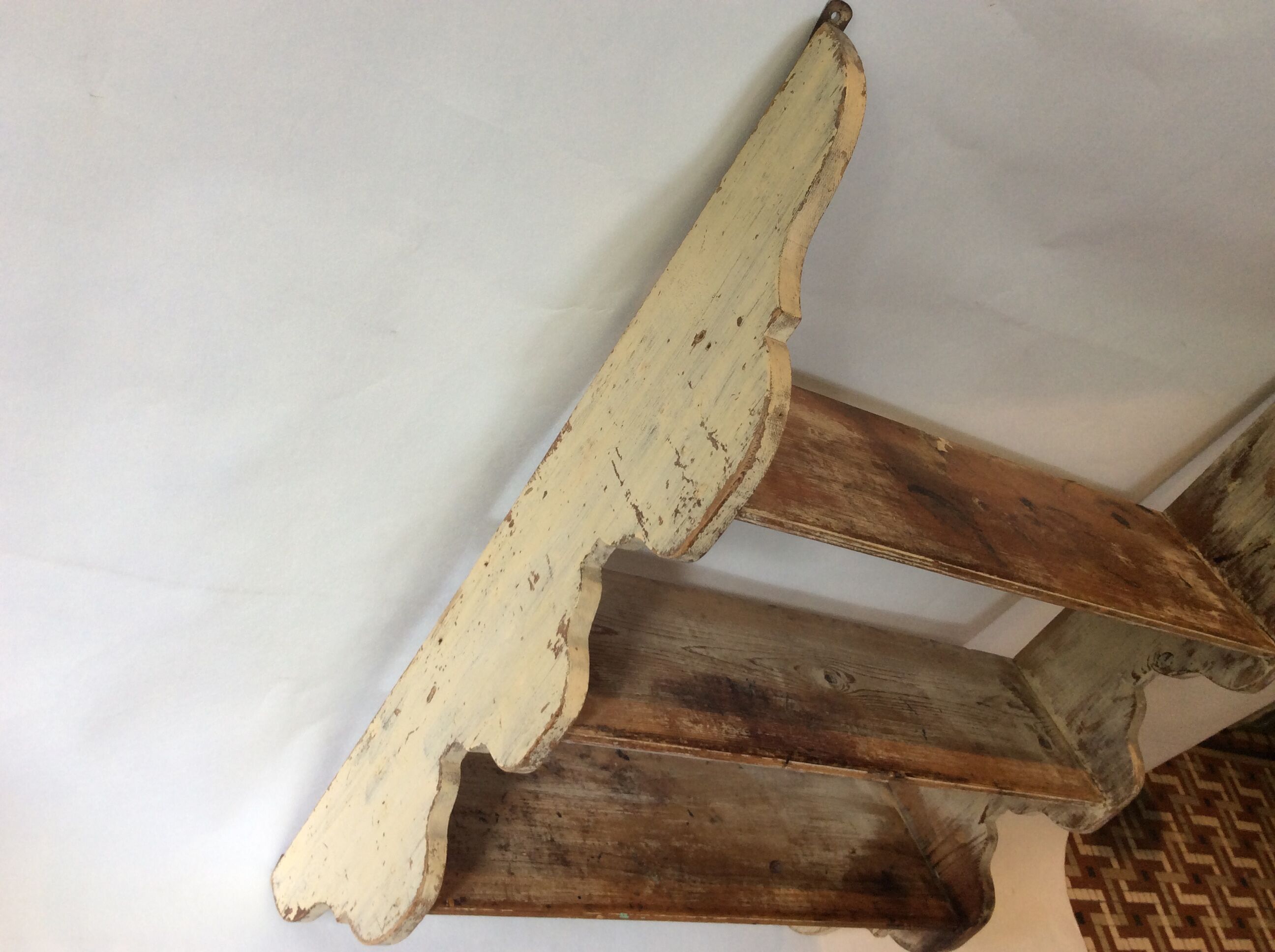 Patinated wooden shelf